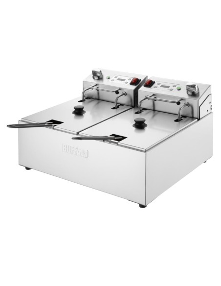 Friteuse double Buffalo 2x5L - 10 L inox, minuterie