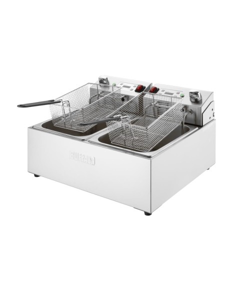 Friteuse double Buffalo 2x5L - 10 L inox, minuterie