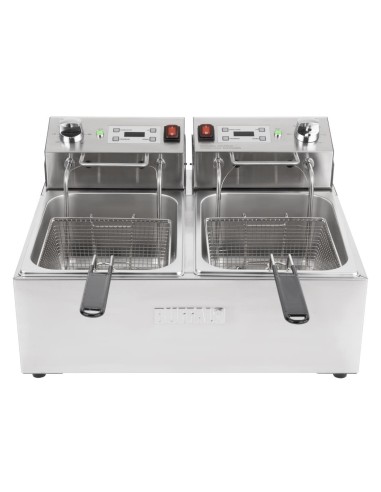 Friteuse double Buffalo 2x5L - 10 L inox, minuterie