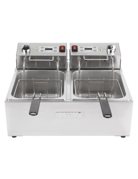 Friteuse double Buffalo 2x5L - 10 L inox, minuterie