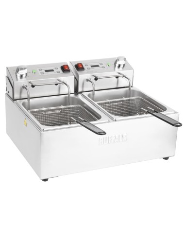 Friteuse double Buffalo 2x5L - 10 L inox, minuterie