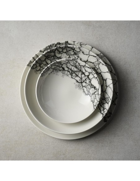 Assiettes Churchill Kintsugi Quartz Black 217mm - Lot de 12