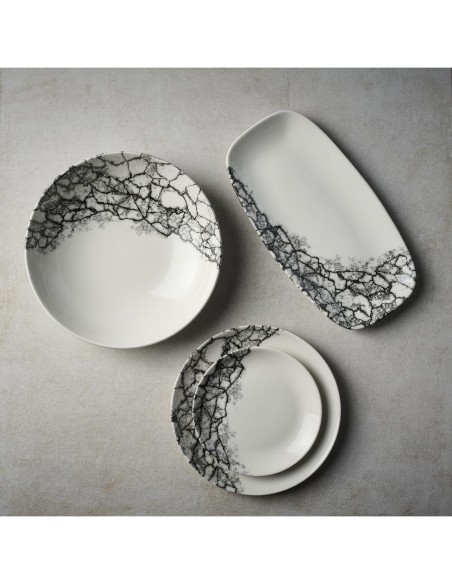Assiettes Churchill Kintsugi Quartz Black 217mm - Lot de 12