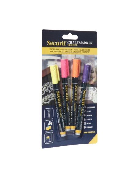 Marqueurs craie liquide Securit 1-2mm - lot de 4