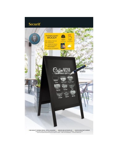 Grand panneau de trottoir Securit noir - 1295x720 mm