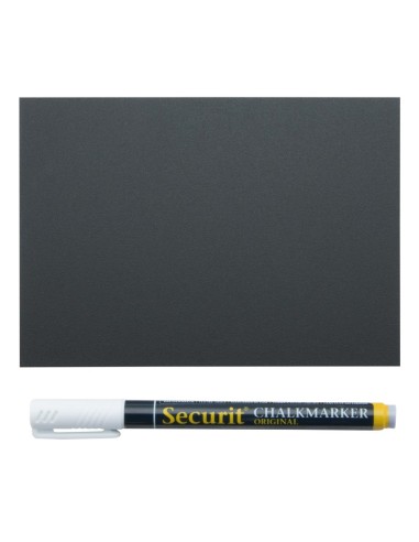 Set de 20 ardoises A6 Securit + feutre craie blanc