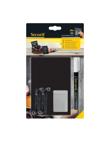 Set de 20 ardoises A6 Securit + feutre craie blanc