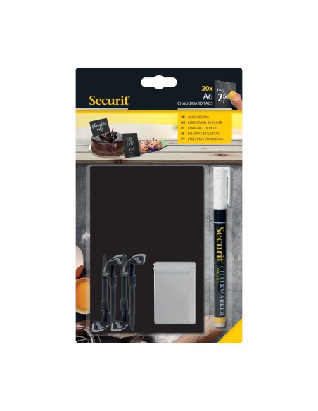 Set de 20 ardoises A6 Securit + feutre craie blanc
