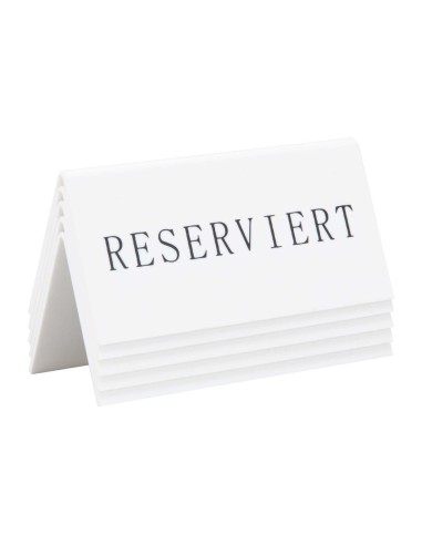 Chevalets table réservée Securit "Reserviert" lot de 5 - blanc