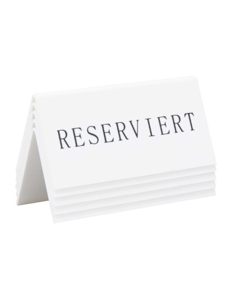 Chevalets table réservée Securit "Reserviert" lot de 5 - blanc