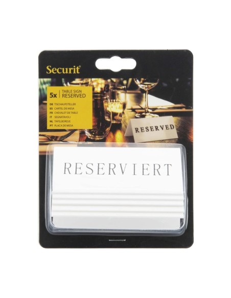Chevalets table réservée Securit "Reserviert" lot de 5 - blanc