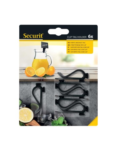 Clips porte-étiquettes Securit - lot de 6, noir