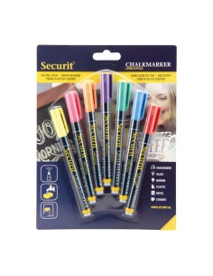 Marqueurs craie liquide Securit 1-2mm - Lot de 7 couleurs