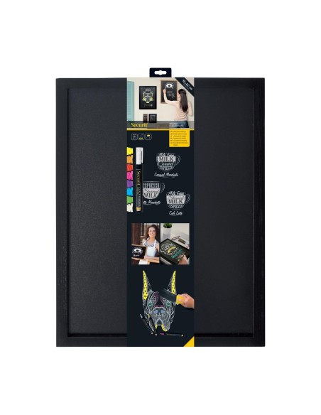 Ardoise murale cadre bois noir 40x60 cm - Securit