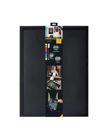 Ardoise murale cadre bois noir 60x80 cm - Securit