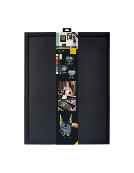 Ardoise murale cadre bois noir 60x80 cm - Securit