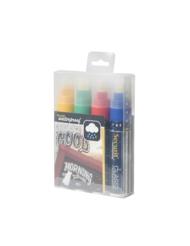 Marqueurs craie waterproof Securit 4 couleurs
