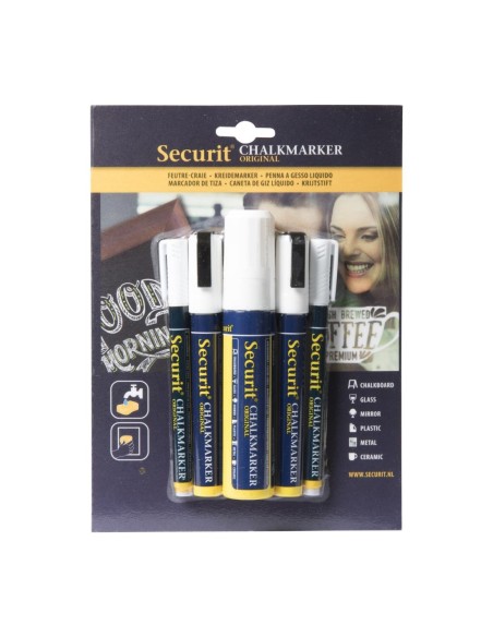 Feutres craie Securit Original blancs - lot de 5