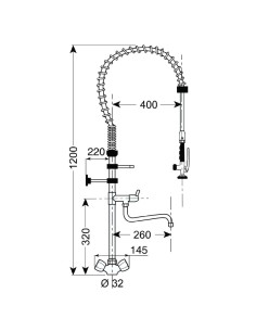 Douchette mélangeur monotrou Gastro M - 1200 mm 2