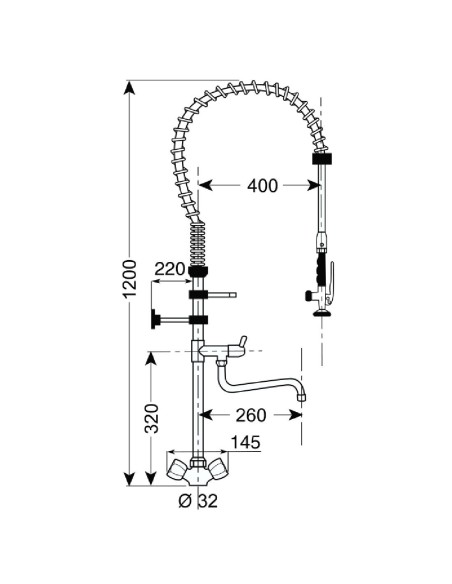 Douchette mélangeur monotrou Gastro M - 1200 mm