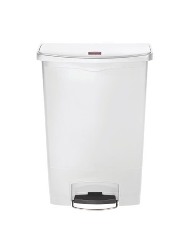 Poubelle à pédale Slim Jim 90 L blanche - Encombrement réduit