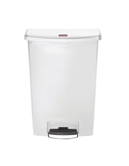 Poubelle à pédale Slim Jim 90 L blanche - Encombrement réduit