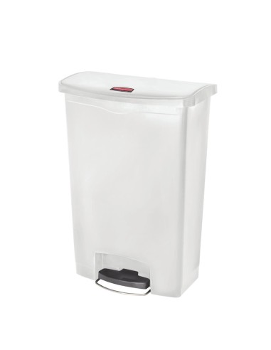 Poubelle à pédale Slim Jim 90 L blanche - Encombrement réduit