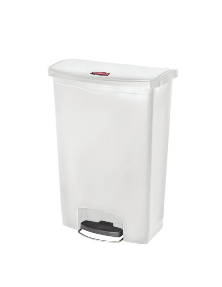 Poubelle à pédale Slim Jim 90 L blanche - Encombrement réduit
