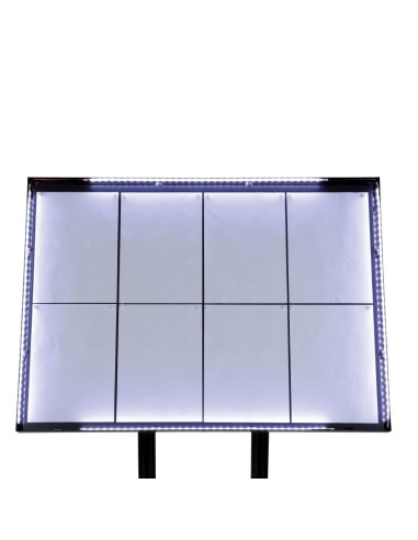 Porte-menu LED blanc Securit 8xA4 - acier noir