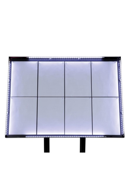 Porte-menu LED blanc Securit 8xA4 - acier noir