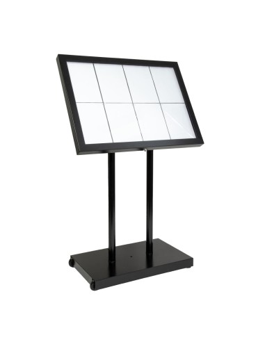 Porte-menu LED blanc Securit 8xA4 - acier noir