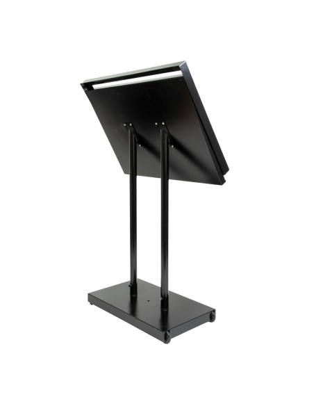 Porte-menu LED blanc Securit 8xA4 - acier noir