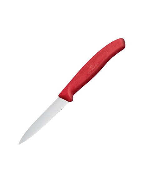 Couteau d'office denté Victorinox 8cm rouge - qualité suisse