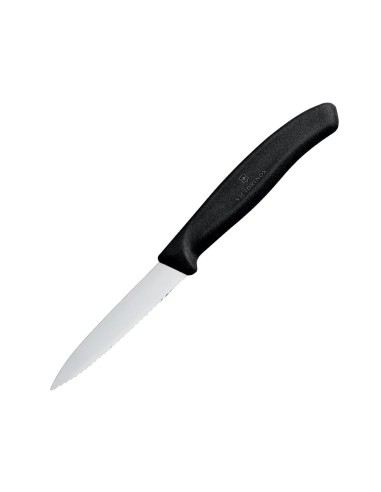 Couteau d'office denté Victorinox 8cm noir - Qualité suisse