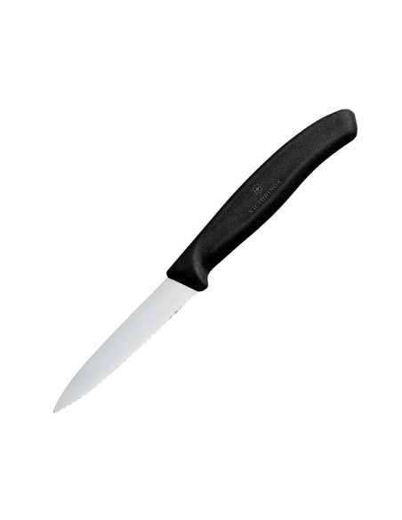 Couteau d'office denté Victorinox 8cm noir - Qualité suisse