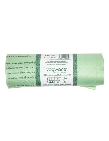 Sacs poubelle compostables Vegware Biobag 80L - Lot de 240