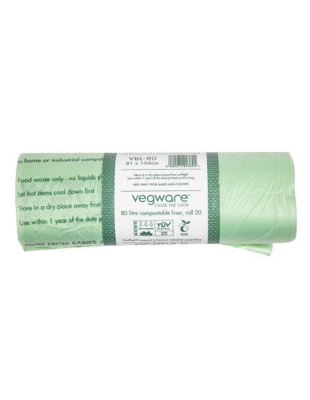 Sacs poubelle compostables Vegware Biobag 80L - Lot de 240
