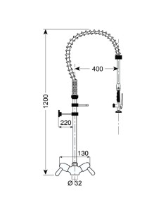 Douchette Gastro M grand modèle monotrou - Acier inoxydable 2