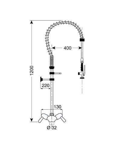 Douchette Gastro M grand modèle monotrou - Acier inoxydable