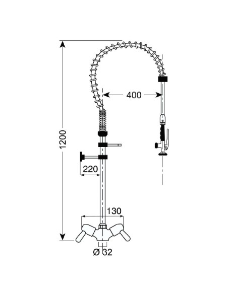 Douchette Gastro M grand modèle monotrou - Acier inoxydable