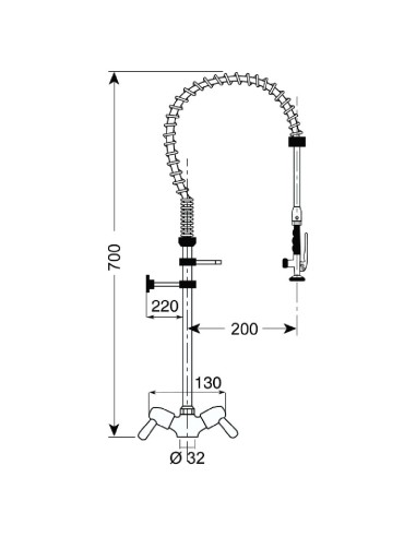 Douchette monotrou Gastro M - Petit modèle inox