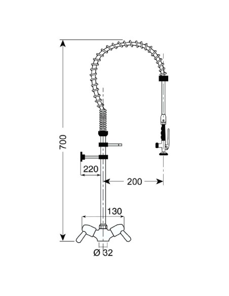 Douchette monotrou Gastro M - Petit modèle inox