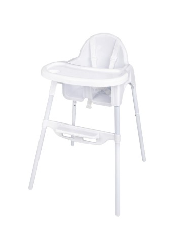 Chaise haute bébé Bolero blanc brillant - réglable et sécurisée