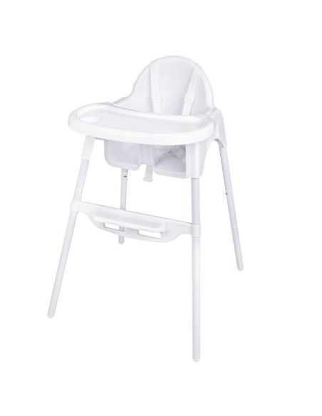 Chaise haute bébé Bolero blanc brillant - réglable et sécurisée