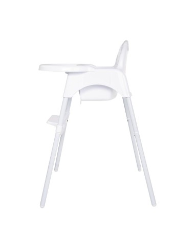 Chaise haute bébé Bolero blanc brillant - réglable et sécurisée