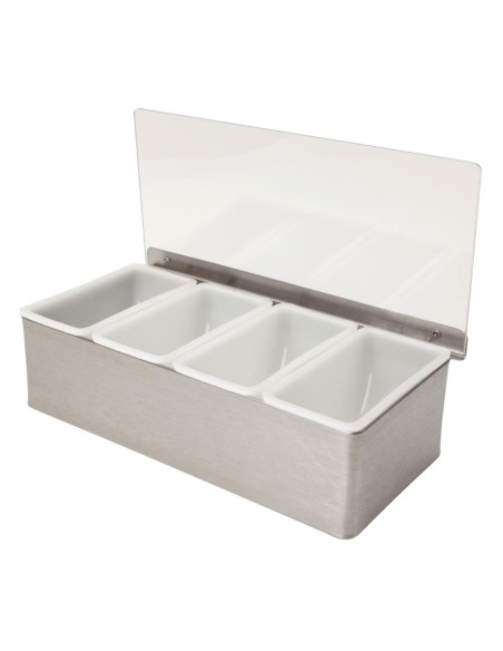 Boîte à compartiments Beaumont 4x568 ml inox - Accessoire bar