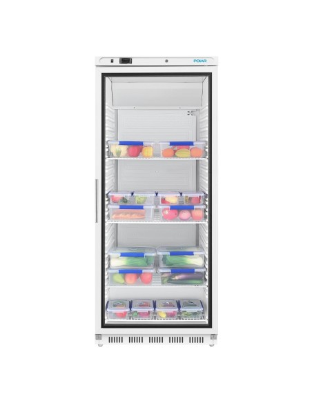 Vitrine réfrigérée Polar 600L blanche - 185W, porte verrouillable