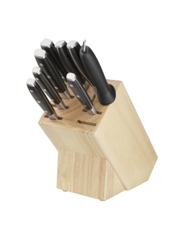 Bloc à couteaux en bois Vogue 9 pièces - rangement professionnel