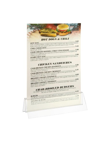 Porte-menu acrylique Olympia A5 - Transparent