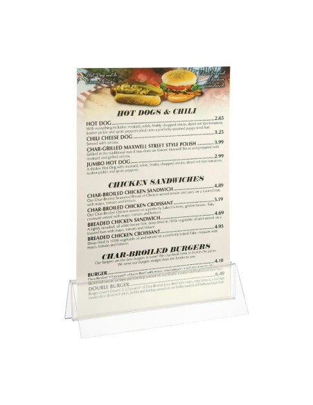 Porte-menu acrylique Olympia A5 - Transparent